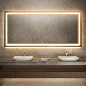 Miroir mural de vanité de salle de bain d'hôtel miroir de bain intelligent personnalisé rétroéclairé par LED - Product Image 1