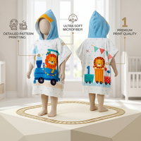 Serviette de plage à capuche pour enfants antimicrobienne à séchage rapide en microfibre, motif dessin animé, logo personnalisé, certifiée GRS ISO, fabricant OEM