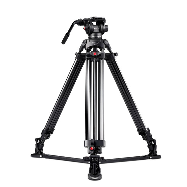 RAUBAY 69" Aluminum Alloy Professional Fluid Head Video Camera Tripod 8kg Payload Heavy Duty 3-Section Twin Tube Legs Detachable