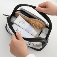 Sac de rangement pour cosmétiques en TPU, organiseur pratique, personnalisé, de toilette, transparent, dépoli, pour artiste du maquillage, à la mode