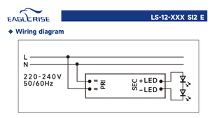 EAGLERISE LS-12-350 SI2 E 12W 350mA 30‑42V Non Dimmable Constant Current LED Driver AC198‑264Vac IP20 - Product Image 6
