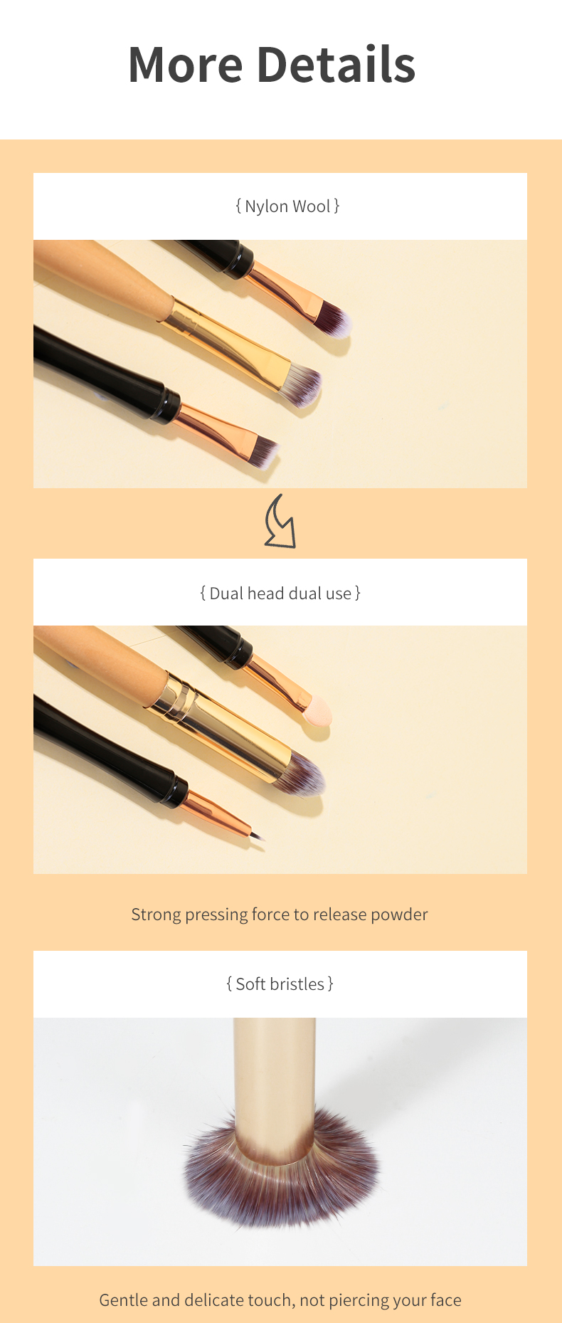 LMLTOP New Arrived Eyeline Eyes Makeup Brushes Custom Logo Concealer Angle Brush Soft Hair Double End Makeup Brush B0482-483-534