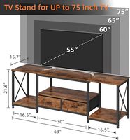 Meuble TV moderne GYIIYUO avec tiroirs en tissu pour téléviseurs de 65/70/75 pouces - Centre de divertissement pour appartement, table console TV