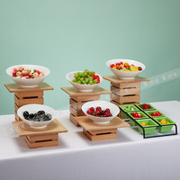 Support de présentation de desserts en bois massif, buffet, étagère pour pause-café, buffet froid, sushi, gâteau, table à collations, présentation, design moderne rustique