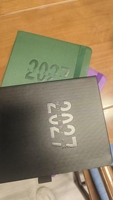 Agenda 2027 en espagnol, format A5, en cuir PU souple, couleur lavande, avec 5 feuilles d'autocollants