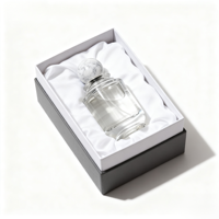 Flacon de parfum noir moderne de luxe 100 ml avec boîte et capuchon pulvérisateur pour parfum féminin avec couvercle de boîte