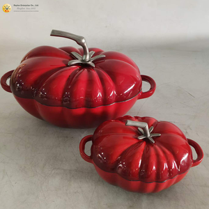 Vente en gros de cocottes en fonte émaillée personnalisées de 27 cm, grande capacité, en forme de tomate, résistantes au four, multifonctionnelles pour Thanksgiving - Product Image 4