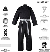 Vêtements d'arts martiaux, tissu noir à fleurs, uniforme de karaté tendance, Dobok