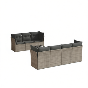 Grey Pe <b>Rattan</b> Modular Garden <b>Sofa</b> Set 8 Seater Outdoor Furniture Contemporary Design - Product Image 1