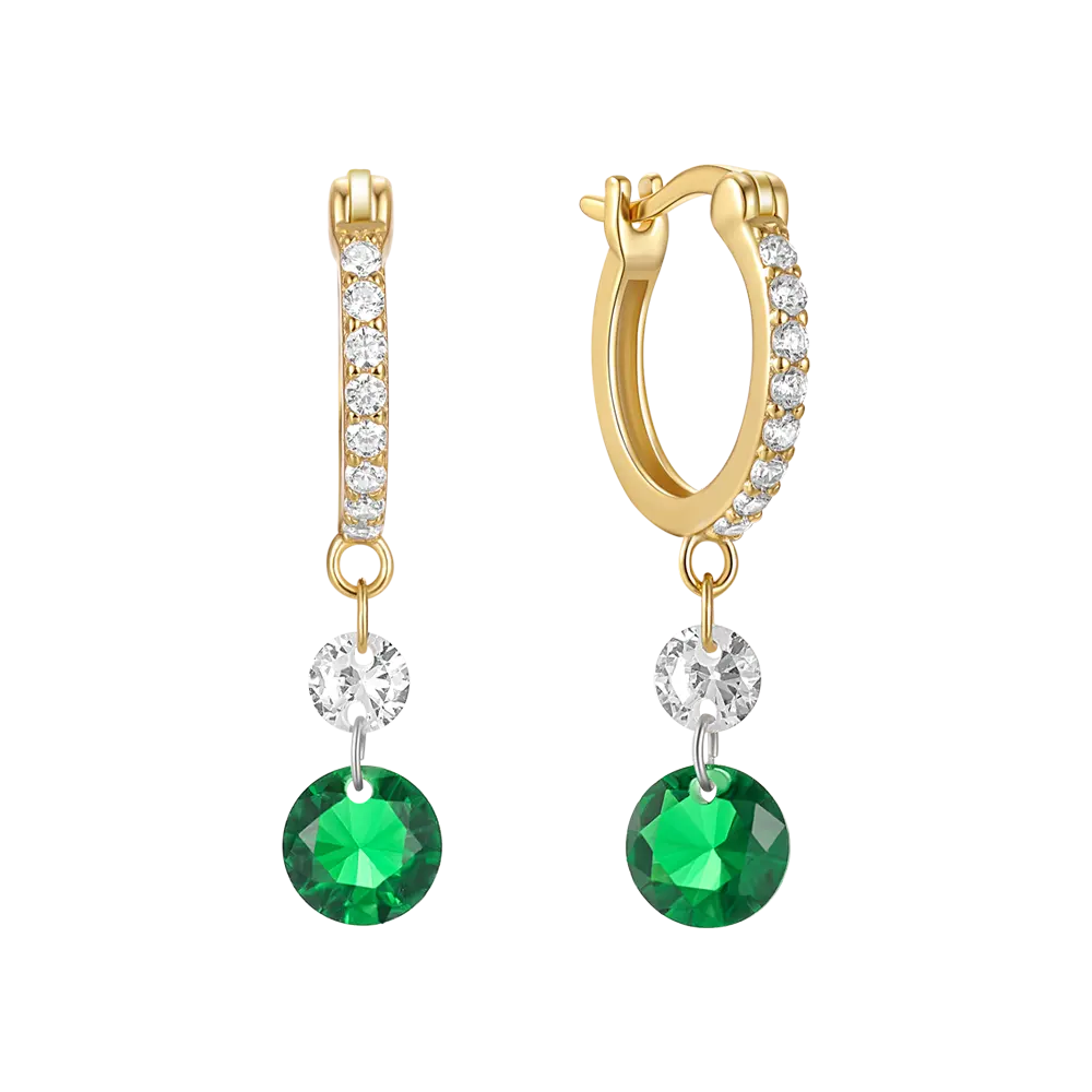 S925 Emerald New Pendant CZ Pedra Zircão Brincos Esmeralda Gemstone Jóias Diamond Drop Huggie Hoops Brincos