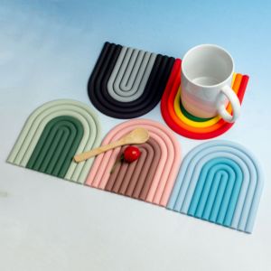 Chịu nhiệt Pan Pads Hot dishe nồi chủ sở hữu dễ thương cầu vồng tùy chỉnh <span class=keywords><strong>Silicone</strong></span> silicon cao su PVC bảng placemat Coaster cho uống - Product Image 5