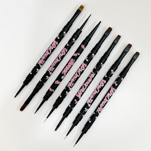 Ensemble de pinceaux à ongles double tête avec support métallique, pinceau professionnel double usage pour manucure en salon et peinture UV Gel - Product Image 6