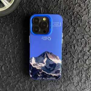 เคสโทรศัพท์ลายภูเขาเปลวไฟสีแดงและสีน้ำเงิน สำหรับ iPhone 17 16 15 Pro Max 14, เคส iPhone 17 ลายภูเขาสลักเลเซอร์ - Product Image 3