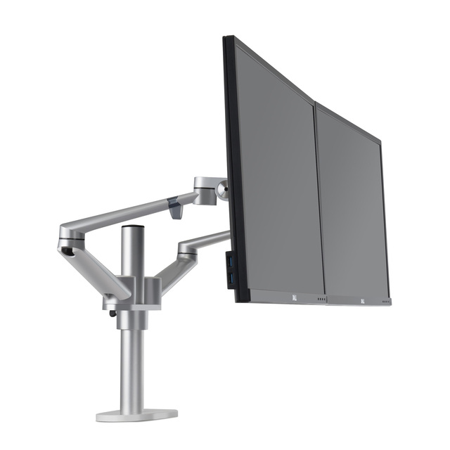 Ergonomic Dual LCD Screen Aluminum Monitor Desk Arm Mount Stand 360 Degree Swivel with Universal C-Clamp