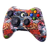 Housse de protection en silicone colorée pour la console de jeu Xbox 360, manette, impression par transfert d'eau, coque en caoutchouc souple