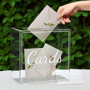 <strong>Wedding</strong> <strong>Card</strong> <strong>Box</strong> Acrylic Clear <strong>Post</strong> Money Gift <strong>Box</strong> <strong>for</strong> Anniversary Wishing Well Birthdays Party Reception Graduation Decorations - Product Image 1