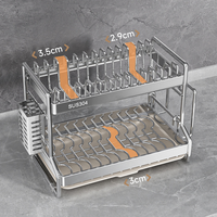 Vente flash : Égouttoir à vaisselle à 3 niveaux pour comptoir de cuisine, en acier inoxydable 304, avec porte-ustensiles et plateau
