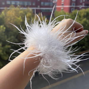 More <strong>Fluffy</strong> Ostrich Fur <strong>Cuffs</strong> Slap Band Wristband Clothes Anklet Sleeves Hair Trim Party Stage Wedding Bracelet Plumas Decor - Product Image 4