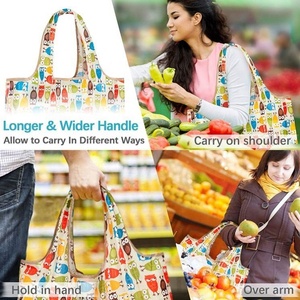 Personalizado impermeable Rpet poliéster bajo precio reutilizable tela comestibles reutilizable plegable bolsa de compras - Product Image 6