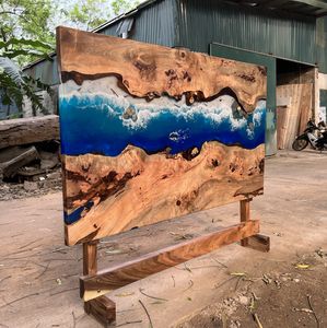 MESA DE MADERA COMPLETA DE ALTA CALIDAD CON RECUBRIMIENTO DE RESINA EPÓXICA PARA 4 PERSONAS, OFERTA ESPECIAL HASTA HOGARTE - Product Image 1