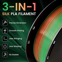 Filament tricolore CoLiDo PLA PLUS Filament 3D 1.75mm 1kg Surface super brillante et adhérence parfaite de la couche pour une impression à grande vitesse