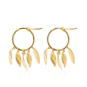 Pendientes de Aro de Acero Inoxidable 316L Chapados en Oro con Colgantes de Hojas, Estilo Bohemio, Joyería para Mujer - Product Image 2