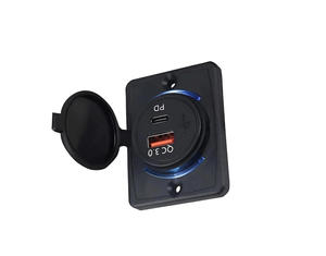 Tomacorrientes USB Tipo C de Montaje en Panel con Carga Rápida, Entrada de 12V-24V, 2 Puertos PD QC3.0 20W, Resistentes al Fuego, para Autobús, Camión, Barco, Cámper, ATV - Product Image 1