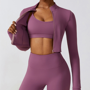 Căng Cao Tập Thể Dục Mặc Yoga Quần Áo Phòng Tập Thể Dục Áo Khoác Dài Tay Áo Activewear Tập Luyện Bộ Cho Phụ Nữ - Product Image 1