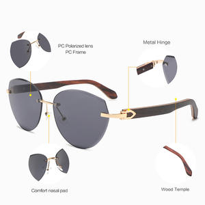 Lunettes de soleil sans monture Relaxey, verres PC UV400, monture métallique, mode féminine, protection solaire, voyage, conduite, légères, Wenzhou - Product Image 3