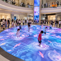 Sol interactif LED P2.97 pour centre commercial, atrium, capteur radar, effet d'ondulation d'eau, sol vidéo interactif numérique