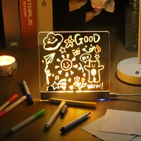 Tableau d'affichage LED moderne en acrylique avec lumière blanche chaude, tableau de notes effaçable à sec pour usage domestique