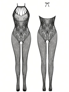 Nouvelle collection 2025 – Collants érotiques sans entrejambe, style américain, en résille, avec bretelles halter, pour spectacle scénique - Product Image 2