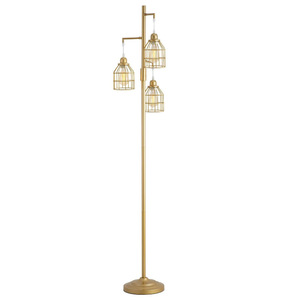 Industrial Brass Floor <b>Lamp</b> 3 Heads Adjustable Height LED Lighting For Living Room Bedroom <b>Office</b> Decor - Product Image 5