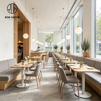 Ensemble de mobilier de restaurant commercial Ron Group, sièges confortables en banquette, table carrée en bois massif, chaise rembourrée en tissu