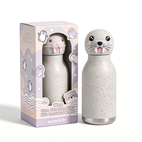 Bouteille isotherme Everich 450 ml en acier inoxydable anti-fuite avec paille et couvercle à motif animal mignon