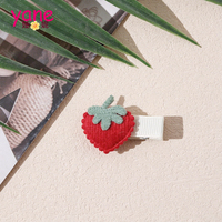 Nouveaux accessoires pour cheveux d'enfants européens et américains, jolies pinces à cheveux en forme de fraise, pinces à franges en tissu pour bébés filles