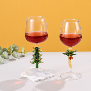 Gobelet à <span class=keywords><strong>vin</strong></span> en verre de Noël réutilisable, écologique, fait main, avec motif d'arbre de Noël 3D, cadeau de Noël transparent - Product Image 1