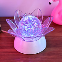 Vente en gros Lampe d'offrande de Bouddha LED Lotus coloré Fournissant une lampe jamais brûlante bouddhiste