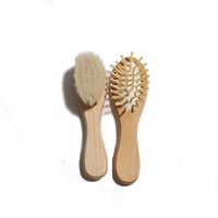 ZUQA exporte la brosse de mouton naturelle Spot brosse à poils de bébé brosse à poils de Massage pour enfants nouveau-né en bois mini peigne ensemble