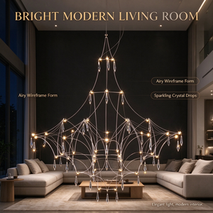 Lustre LED linéaire en cristal, <span class=keywords><strong>suspension</strong></span> postmoderne pour hall de duplex, restaurant, villa, décoration intérieure - Product Image 3