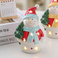 Lampe de nuit de Noël INS Chine en céramique, style campagnard américain, décoration d'intérieur, bonhomme de neige LED, cadeau lumineux améliorant l'ambiance