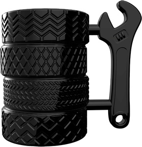 Taza de Café/Té de Cerámica con Forma de Neumático y Asa en Forma de Llave Inglesa, Regalo <span class=keywords><strong>para</strong></span> Amantes de Autos, Mecánicos, Entusiastas de Autos, Regalo de Cumpleaños <span class=keywords><strong>para</strong></span> Hombre - Product Image 1