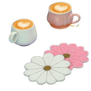 ที่รองแก้วลายดอกเบญจมาศโบฮีเมียนทำด้วยมือสร้างสรรค์แปลกใหม่มีฉนวนกันความร้อนสำหรับตกแต่งเดสก์ท็อปแผ่นรองสินค้าของขวัญ - Product Image 5