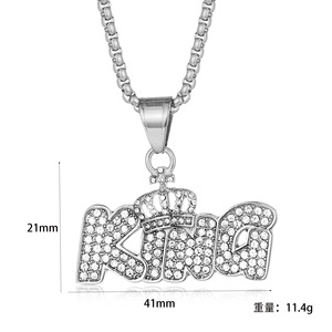 Collares con Colgante de Joyería Fina de Moda, Corona de Rey de Acero Inoxidable PVD con Moissanita estilo Hip Hop Iced Out, Chapado en Oro de 18K para Mujeres y Hombres - Product Image 3