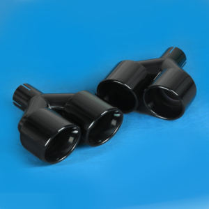 Embout d'échappement en titane noir de 4 pouces, forme en Y, bord roulé, acier inoxydable, double sortie, embout de silencieux universel, tuyau d'échappement - Product Image 1