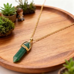 Kalung Kristal Alami Heksagonal Berlapis Emas 18K PVD Anti Karat Tahan Air, Liontin Kuarsa Alami Bentuk Heksagonal, Laris Manis - Product Image 3