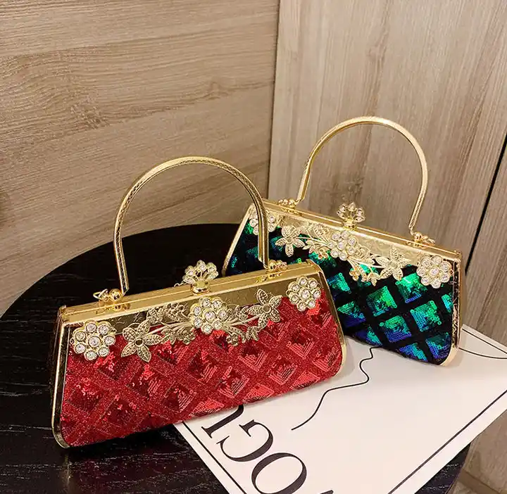 Glitter Evening Purse Women Luxury Chain Clutch Bag Elegant - Temu