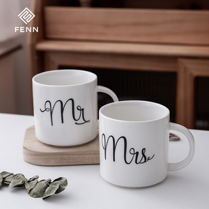 Superficie lucida di vendita calda <span class=keywords><strong>mr</strong></span> <span class=keywords><strong>mrs</strong></span> 350ml 12oz tazza tazza da caffè in ceramica per regalo di nozze - Product Image 3