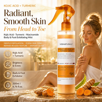 Spray Exfoliant Corporel à l'Acide Kojique et au Curcuma Marque Blanche AHA PHA Niacinamide pour les Bosses de l'acné kératique, les Taches Brunes sur les Genoux, les Aisselles et la Ligne du Bikini