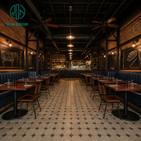Meubles commerciaux Ron Group, tabourets de bar pour restaurant, banquette en cuir en forme de L, table carrée en bois et ensemble de chaises